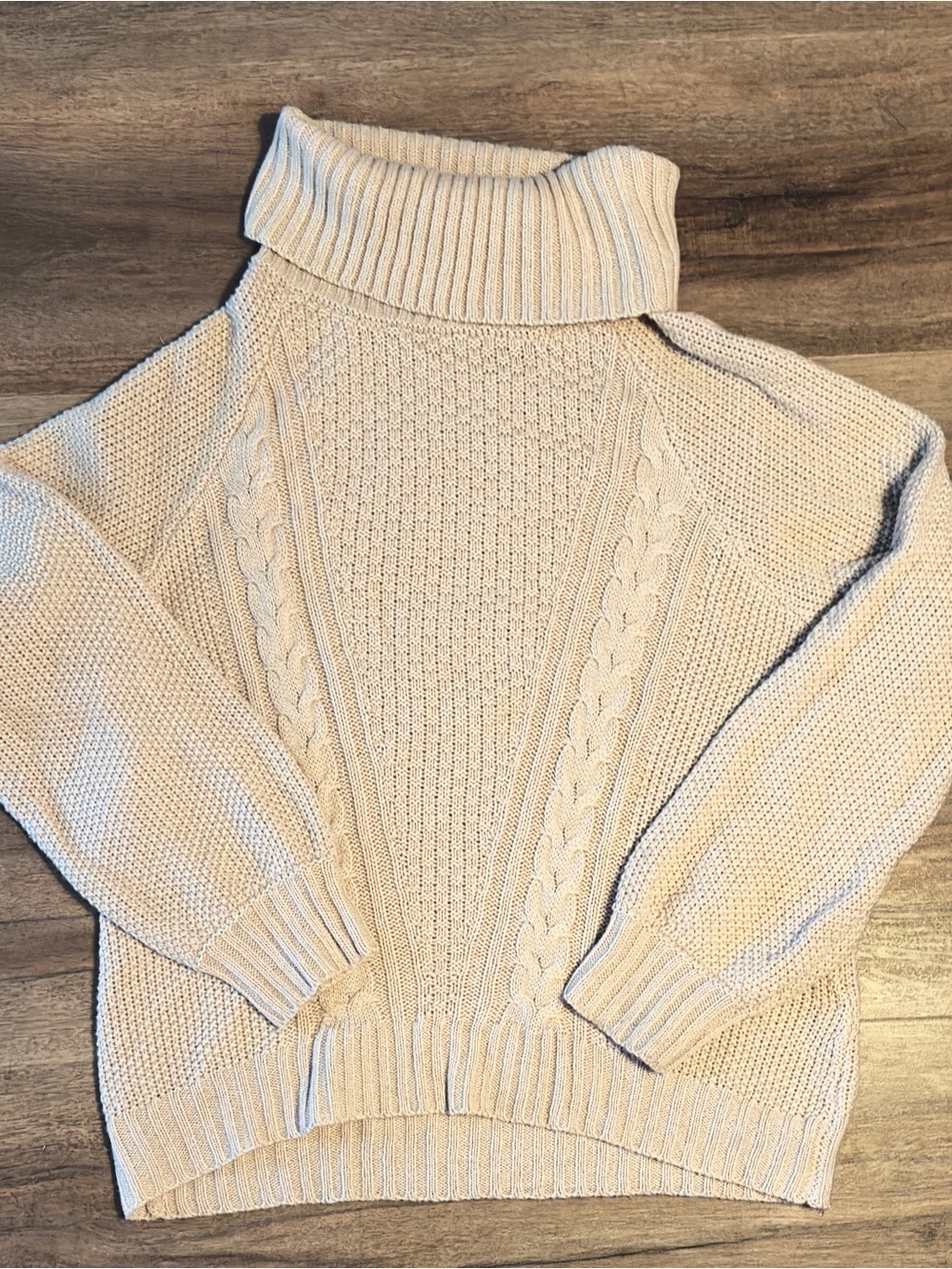 Charlotte Russe Cream Cable Knit Turtleneck Sweater